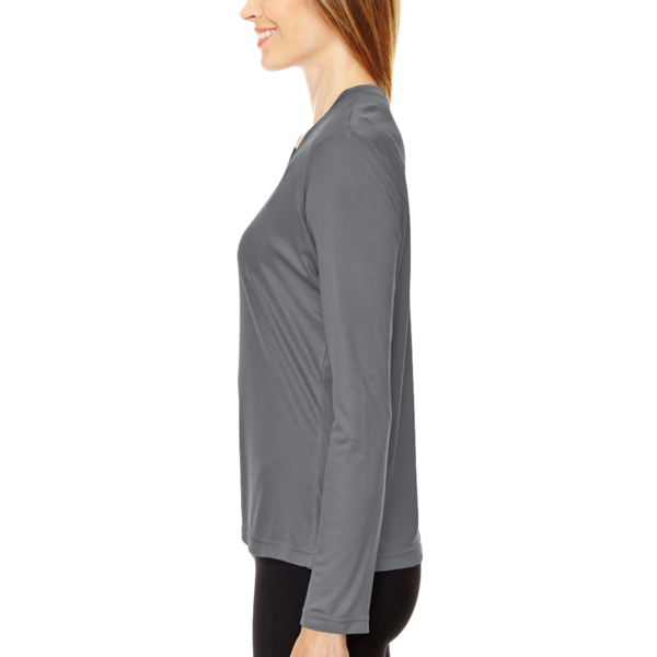 Team 365 Women's Zone Performance Long Sleeve T-Shirt, Sport Graphite, Left Sleeve view