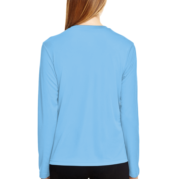 Team 365 Women's Zone Performance Long Sleeve T-Shirt, Sport Light Blue, Back view