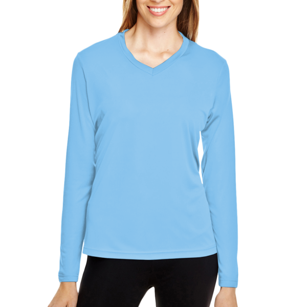 Team 365 Women's Zone Performance Long Sleeve T-Shirt, Sport Light Blue, Front view