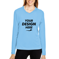 Team 365 Women's Zone Performance Long Sleeve T-Shirt, Sport Light Blue, Front view, Mockup