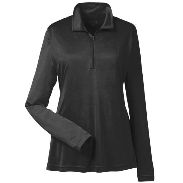 Team 365 Women's Zone Performance Quarter-Zip Pullover, Black, Front view