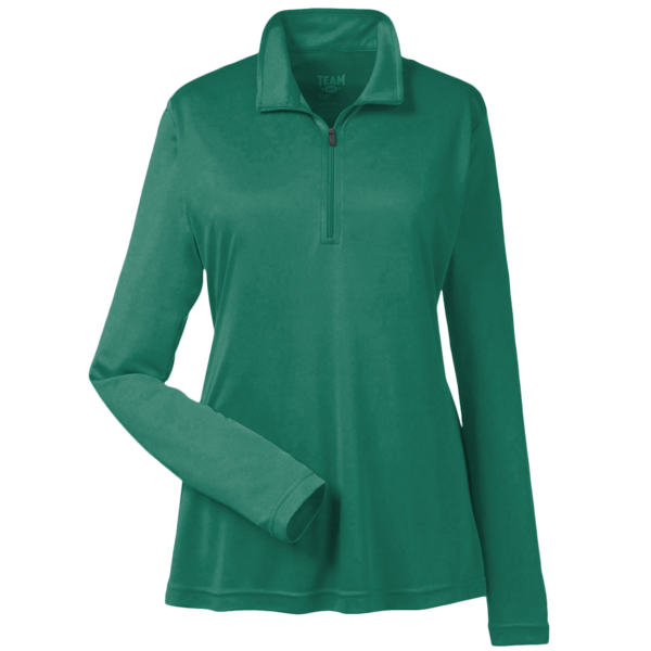 Team 365 Women's Zone Performance Quarter-Zip Pullover, Sport Forest, Front view