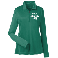 Team 365 Women's Zone Performance Quarter-Zip Pullover, Sport Forest, Front view, Mockup