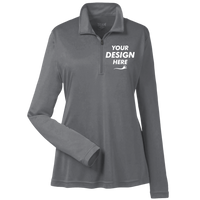 Team 365 Women's Zone Performance Quarter-Zip Pullover, Sport Graphite, Front view, Mockup
