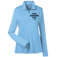 Team 365 Women's Zone Performance Quarter-Zip Pullover, Sport Light Blue, Front view, Mockup