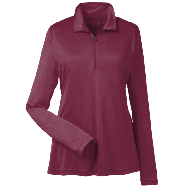 Team 365 Women's Zone Performance Quarter-Zip Pullover, Sport Maroon, Front view