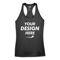 Team 365 Women's Zone Performance Racerback Tank, Black, Front view, Mockup