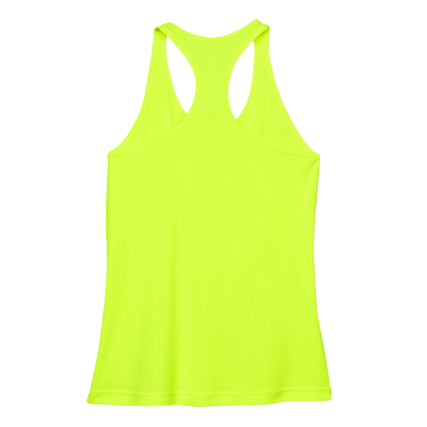Team 365 Women's Zone Performance Racerback Tank, Safety Yellow, Back view