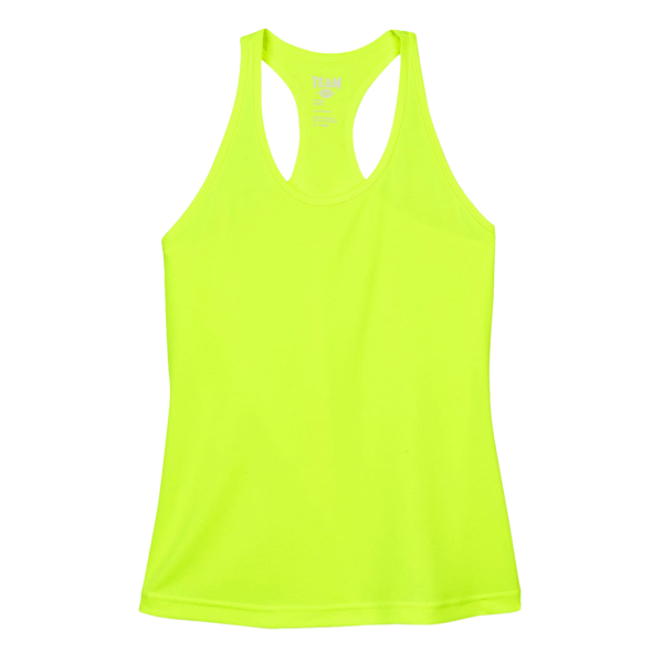 Team 365 Women's Zone Performance Racerback Tank, Safety Yellow, Front view