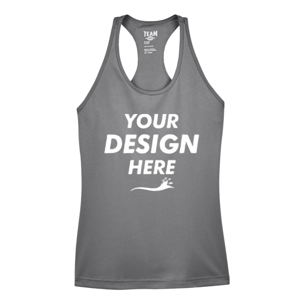 Team 365 Women's Zone Performance Racerback Tank, Sport Graphite, Front view, Mockup