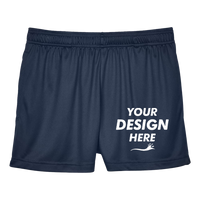 Team 365 Women's Zone Performance Shorts, Sport Dark Navy, Front view, Mockup