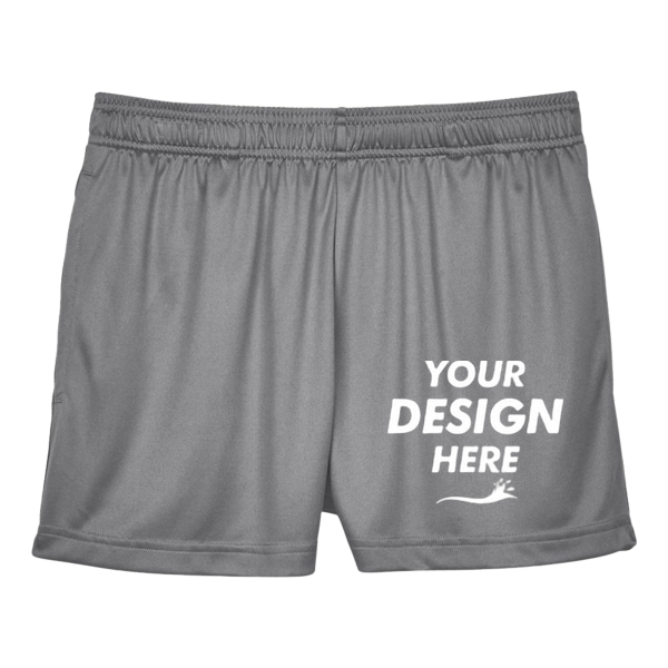 Team 365 Women's Zone Performance Shorts, Sport Graphite, Front view, Mockup