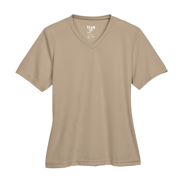 Team 365 Women's Zone Performance T-Shirt, Desert Khaki, Front view