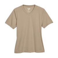 Team 365 Women's Zone Performance T-Shirt, Desert Khaki, Front view