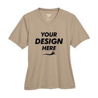Team 365 Women's Zone Performance T-Shirt, Desert Khaki, Front view, Mockup