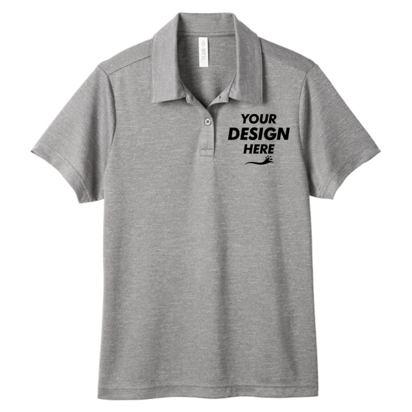 Team 365 Women's Zone Sonic Heather Performance Polo, Athletic Heather, Front view, Mockup