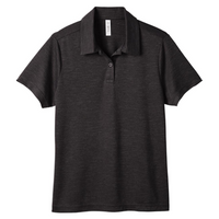 Team 365 Women's Zone Sonic Heather Performance Polo, Black Heather, Front view