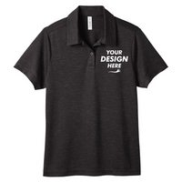 Team 365 Women's Zone Sonic Heather Performance Polo, Black Heather, Front view, Mockup