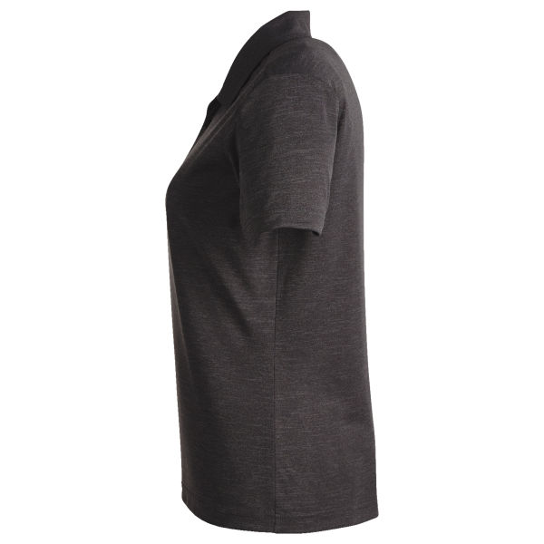 Team 365 Women's Zone Sonic Heather Performance Polo, Black Heather, Left Sleeve view