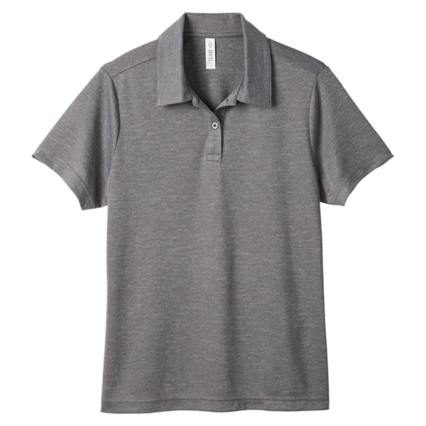 Team 365 Women's Zone Sonic Heather Performance Polo, Dark Grey Heather, Front view