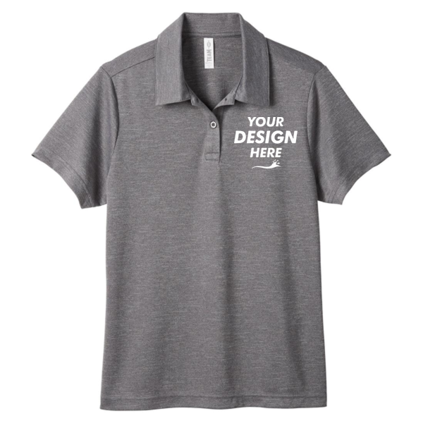 Team 365 Women's Zone Sonic Heather Performance Polo, Dark Grey Heather, Front view, Mockup