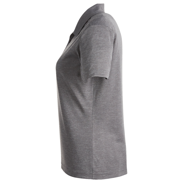 Team 365 Women's Zone Sonic Heather Performance Polo, Dark Grey Heather, Left Sleeve view