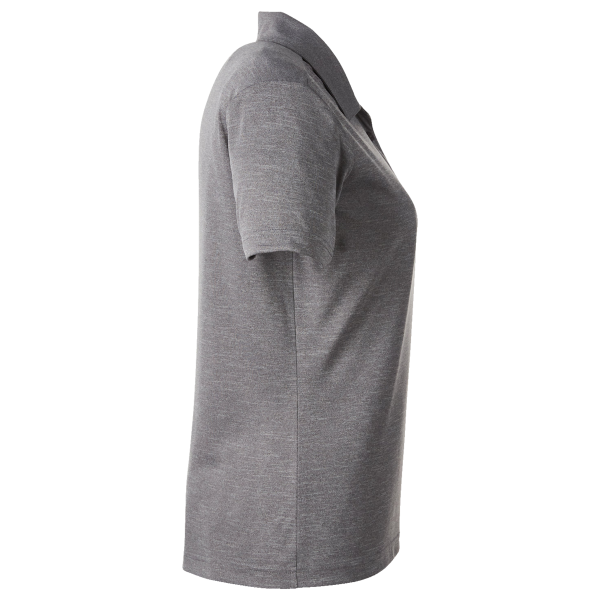 Team 365 Women's Zone Sonic Heather Performance Polo, Dark Grey Heather, Right Sleeve view