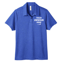 Team 365 Women's Zone Sonic Heather Performance Polo, Sport Royal Heather, Front view, Mockup