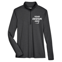 Team 365 Women's Zone Sonic Heather Performance Quarter-Zip Pullover, Black Heather, Front view, Mockup