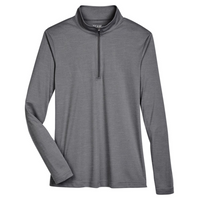 Team 365 Women's Zone Sonic Heather Performance Quarter-Zip Pullover, Dark Grey Heather, Front view