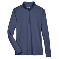 Team 365 Women's Zone Sonic Heather Performance Quarter-Zip Pullover, Sport Dark Navy Heather, Front view
