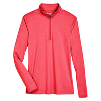 Team 365 Women's Zone Sonic Heather Performance Quarter-Zip Pullover, Sport Red Heather, Front view