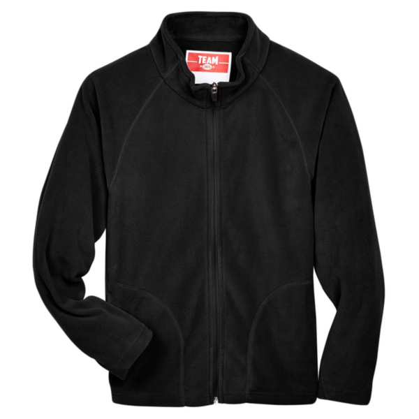 Team 365 Youth Campus Microfleece Jacket, Black, Front view