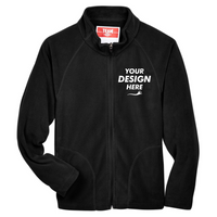 Team 365 Youth Campus Microfleece Jacket, Black, Front view, Mockup
