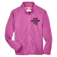 Team 365 Youth Campus Microfleece Jacket, Sport Charity Pink, Front view, Mockup