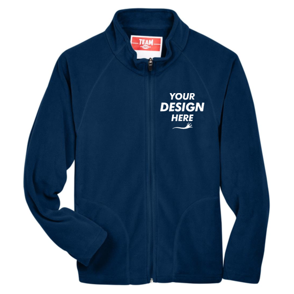 Team 365 Youth Campus Microfleece Jacket, Sport Dark Navy, Front view, Mockup