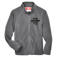 Team 365 Youth Campus Microfleece Jacket, Sport Graphite, Front view, Mockup