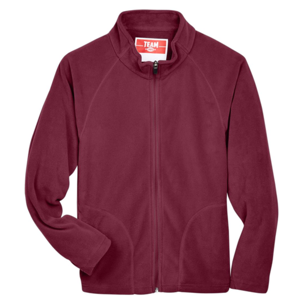 Team 365 Youth Campus Microfleece Jacket, Sport Maroon, Front view