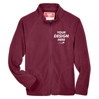 Team 365 Youth Campus Microfleece Jacket, Sport Maroon, Front view, Mockup
