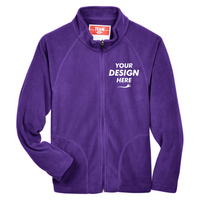 Team 365 Youth Campus Microfleece Jacket, Sport Purple, Front view, Mockup