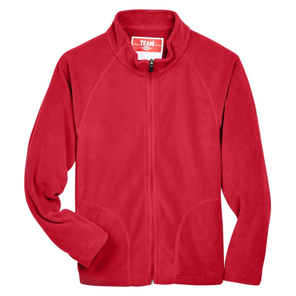Team 365 Youth Campus Microfleece Jacket, Sport Red, Front view