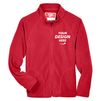 Team 365 Youth Campus Microfleece Jacket, Sport Red, Front view, Mockup
