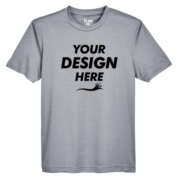 Team 365 Youth Sonic Heather Performance T-Shirt, Athletic Heather, Front view, Mockup