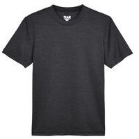 Team 365 Youth Sonic Heather Performance T-Shirt, Black Heather, Front view