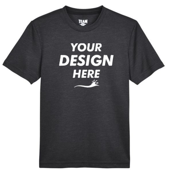 Team 365 Youth Sonic Heather Performance T-Shirt, Black Heather, Front view, Mockup