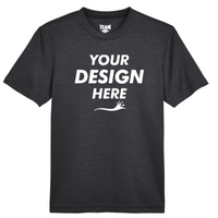 Team 365 Youth Sonic Heather Performance T-Shirt, Black Heather, Front view, Mockup