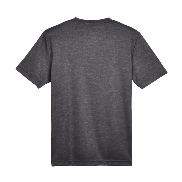 Team 365 Youth Sonic Heather Performance T-Shirt, Dark Grey Heather, Back view
