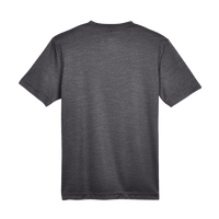 Team 365 Youth Sonic Heather Performance T-Shirt, Dark Grey Heather, Back view