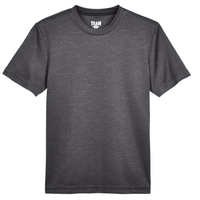 Team 365 Youth Sonic Heather Performance T-Shirt, Dark Grey Heather, Front view
