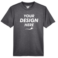 Team 365 Youth Sonic Heather Performance T-Shirt, Dark Grey Heather, Front view, Mockup